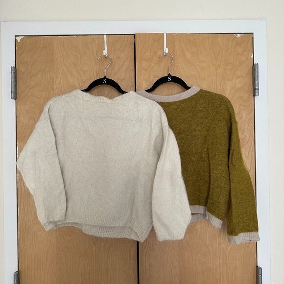 BUNDLE! - Free People Alpaca Sweaters - Green and Cream - Women's XSmall - Picture 3 of 8
